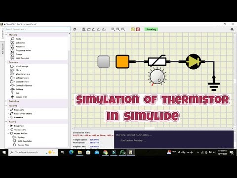 Simulation of thermistor in simulide | how to use thermistor in simulide software