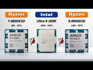 Ryzen 9800X3D vs Intel Ultra 9 285K vs Ryzen 9950X3D Gaming & Productivity Benchmark Review