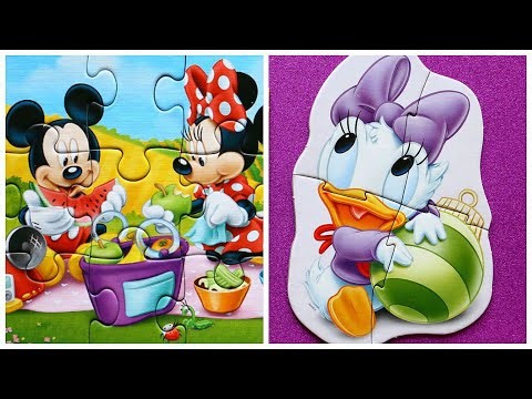 Daisy Minnie and Mickey Mouse - solving jigsaw puzzles for kids with Disney characters