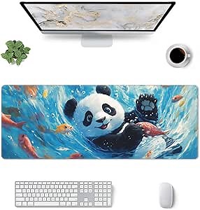 Cute Panda Mouse Pad XL Large Mousepad Non Slip Rubber Base Desk Mat for Laptop Computer Gaming 31.5" X 12"