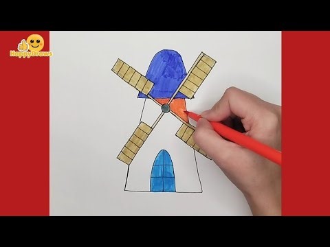 Easy Windmill Drawing Tutorial | How to Draw Windmill Step by Step for Beginners
