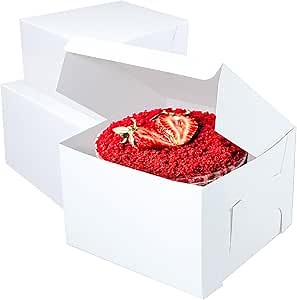 10"x10"x5" White Cake box, Premium Bakery Boxes, One piece, Perfect for packaging and selling cakes, donuts, cookies, and muffins, Pack of 50