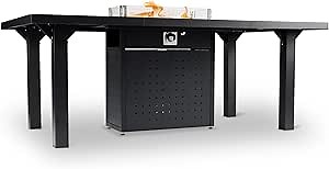 Outland Living Seymour: Elegant Outdoor Rectangular Dining Fire Table -Propane Gas Fire Pit Table with Pulse Ignition, Stainless Steel Burner and Integrated Tank Storage, Ideal Patio Garden Gatherings