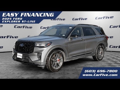 Carfive - Gray 2025 Ford Explorer ST-Line SUV – 4WD – Gasoline – 7 Passengers.