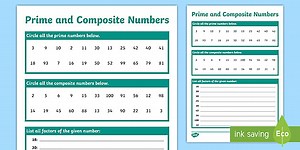 Prime and Composite Numbers Worksheet