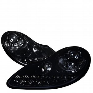 1997-2004 Porsche Boxster 986/911 996 LED Light Strip Projector Headlights w/ LED Turn Signal Lights (Glossy Black Housing/Smoked Lens)