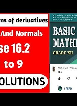 Class 12 ||basic mathematics|| - Exercise 16.2 - tangents and normals - all solutions - calculus