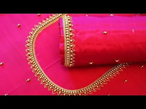 🧵Simple aari work blouse design for beginners #aari work#aari work blouse designs#maggam #in Tamil 