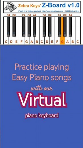 Virtual Piano Keyboard for practicing easy songs