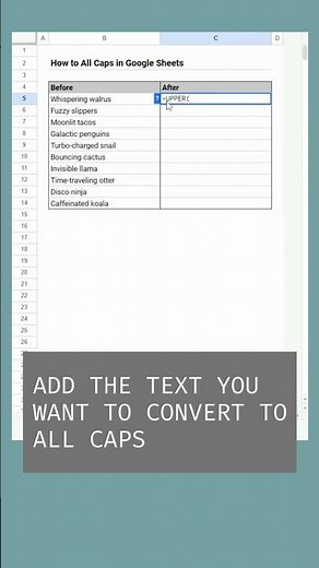 How to All Caps in Google Sheets