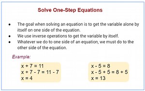 Solving One-Step Equations (solutions, examples, videos, worksheets, solutions, activities)