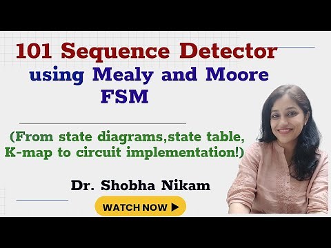 101 Sequence Detector | Mealy Moore FSM | State Diagram, State table, K map, Hardware using JK FFs