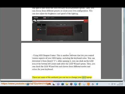 Change MSI laptop keyboard color