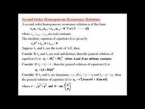 Second Order Recurrence Relation