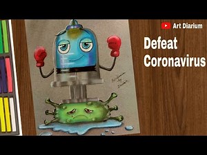 Vaccine vs Coronavirus fight animation drawing with pastels || #defeatcorona #stayhome