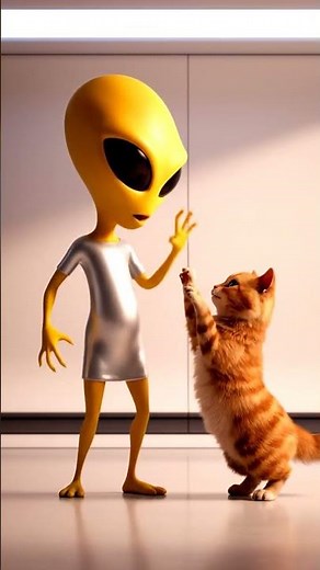 Alien Plays With a Cat in the Universe | Cutest Cosmic Duo