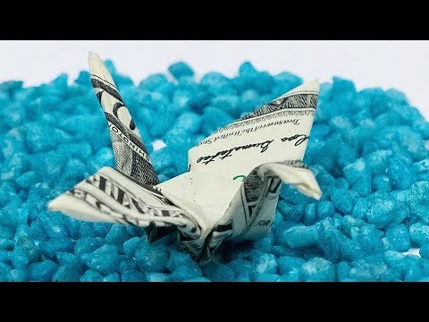 Dollar Bill Origami CRANE, bird MONEY folding tutorial