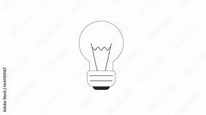 Light bulb floating bw outline 2D object animation. Lightbulb idea monochrome linear cartoon 4K video. Insight knowledge. Have idea. Brainstorming light bulb animated item isolated on white background