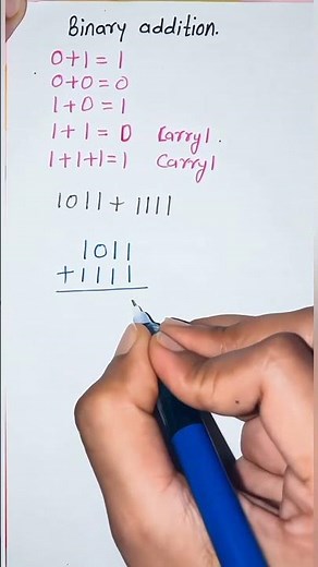 binary addition | how to add binary digits #binary #mca #shorts