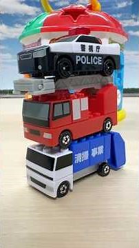 Working Cars Tomica Blocks ☆ Assemble a garbage truck, fire engine, and police car #short #Tomica...