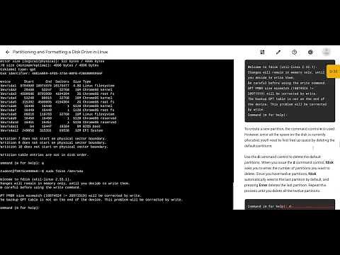 Partitioning and Formatting a Disk Drive in Linux ( Type Commands In Description)