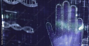 Futuristic digital processing of biometric fingerprint scanner. Futuristic digital concept of biometric reading of identitiy. Cyber futuristic app.