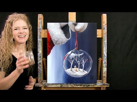 Learn How to Paint SANTA'S ORNAMENT with Acrylic - Paint & Sip at Home - Step by Step Holiday Lesson