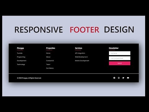 Simple Responsive Footer Design using HTML and CSS