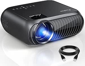 ELEPHAS Mini Projector, Full HD 1080P and 180" Display, Portable Home Theater Projector with 50,000 Hours LED Lamp Life, Compatible with USB/HD/SD/AV/VGA Interfaces