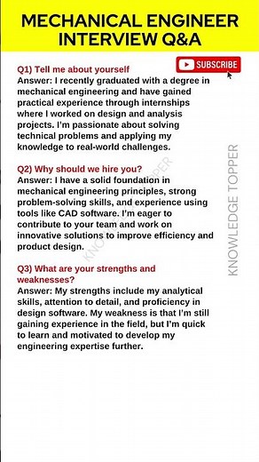Mechanical Engineering Interview Questions and Answers | Mechanical Engineer Job Interview