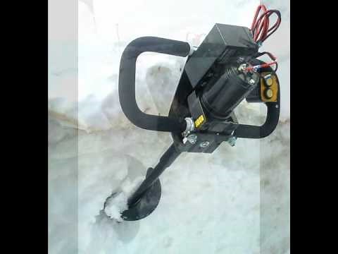 My Homemade Electric Ice Auger Using 2000 lb 12V DC Winch
