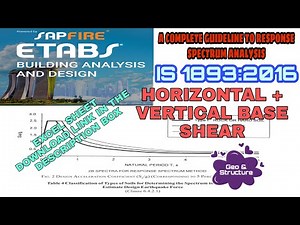 Horizontal plus Vertical Response Spectrum Analysis in ETABs | IS 1893 2016 CODE