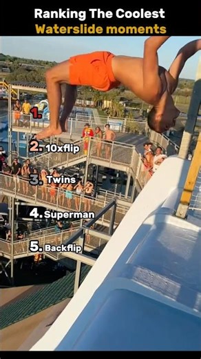 Ranking the coolest water slide moments 🔥which one is yo fav?(comment below) #waterslide #tricks