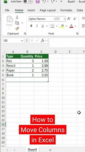 How to Move Columns in Excel #spreadsheet #exceltips #exceltricks