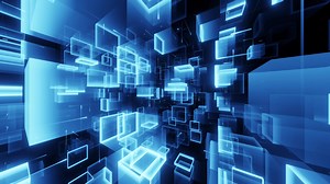 Download Futuristic Square tunnel box background, blue colour, 4k resolution, rotate 360 degree for free