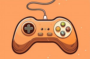 A cartoon drawing of a video game controller with a controller in the middle | Premium AI-generated vector