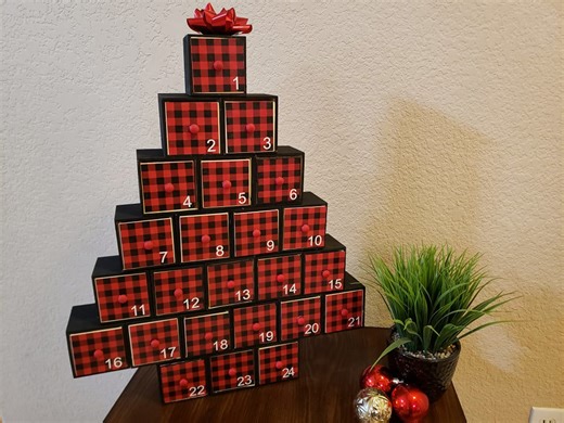 Dollar store advent calendar with mini drawers