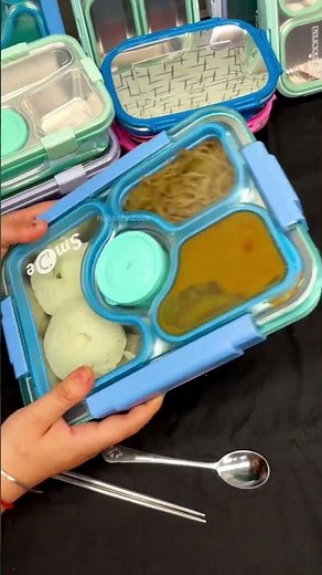 Bento Lunch Box 100% Leak Proof Stainless Steel 4 compartments Tiffin for School & Office