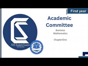 First year - Business Mathematics - Ch 1 "Linear Equations”.