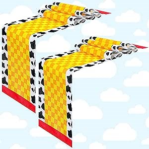 2 Pcs Cartoon Table Runner Cartoon Birthday Party Supplies 1.08 x 6 ft Linen Table Cover Supplies for Birthday Party Decorations (Classic)