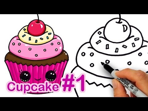 How to Draw a CUTE Cupcake #1 step by step Easy Sweet dessert