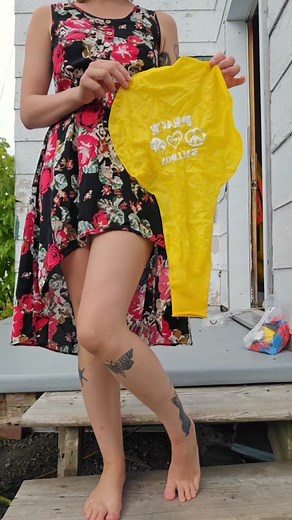 Accidental pop of 36 inch long neck balloon from @Balloune_qc #realgirls #petite #modeldiscovery #tattoogirls #balloons #balloon #loonergirl #looner #balloonpop #balloonchallenge #balloontutorial #balloonartist #frenchgirl #curlsfordays