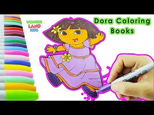 Dora Coloring Page Painting for Kids Educational for Childs Learning Colors