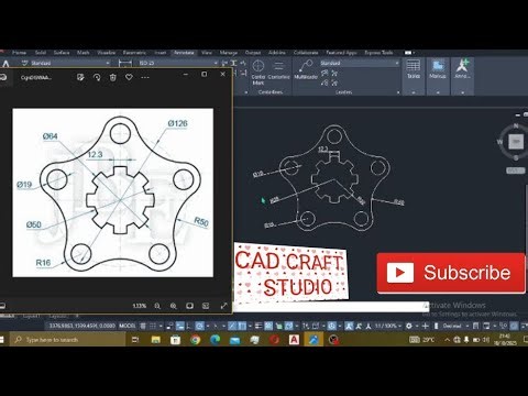 AutoCAD 2D Mechanical Drawing Tutorial | Gear Plate Practice for Beginners | CADCraft Studio