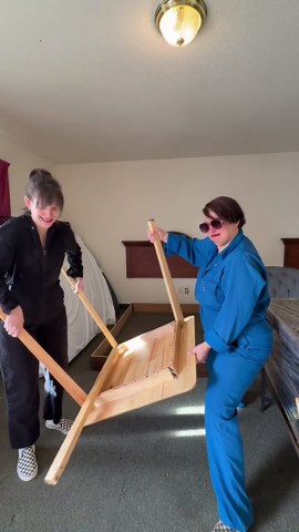 Welcome back to the #motel #remodel today we have fresh new jumpsuits and we are ready to get down to business #motelremodel #moteliermegan #49ermotel