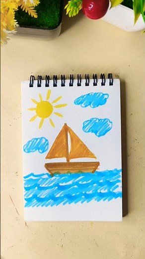 Easy Boat Painting for Beginners | Simple Watercolour Boat Art #shorts