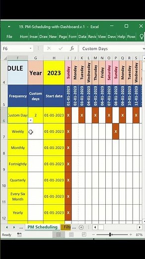 Excel Template Preventive Maintenance (PM) Scheduling Dashboard