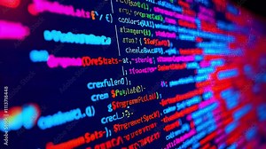 Colorful programming code displayed on a screen, showcasing syntax and structure.