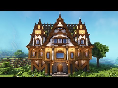 Minecraft | How to build a Big Medieval Library + Interior | Minecraft Tutorial