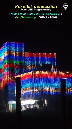 Bikash Electronics on Instagram: "Parallel Pixel LED Program in action! 🔥 Smooth, bright, and professional effects running on a parallel controller setup. If you want this same parallel connection program, custom patterns, or controller setup — I sell ready-made programs and custom-made designs. 📲 WhatsApp: 7407121864 🎥 Channel: Bikash Electronics DM me “PROGRAM” if you want the files or custom programming. ✨ Services Available: • 20 Port, T1000, T4000, T8000 TTL/AC Controllers • Pixel LED Ro